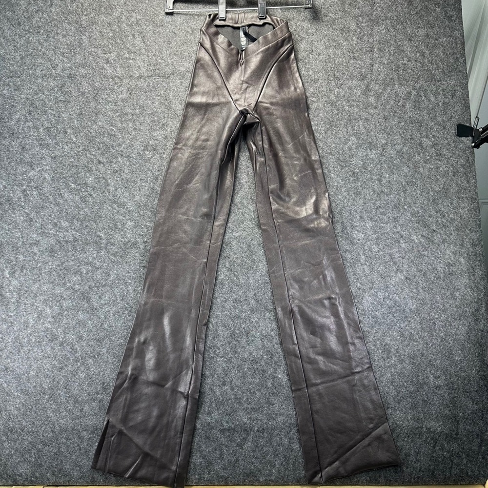 Skims Womens Brown Faux Leather Bootcut Flare Pant XXS